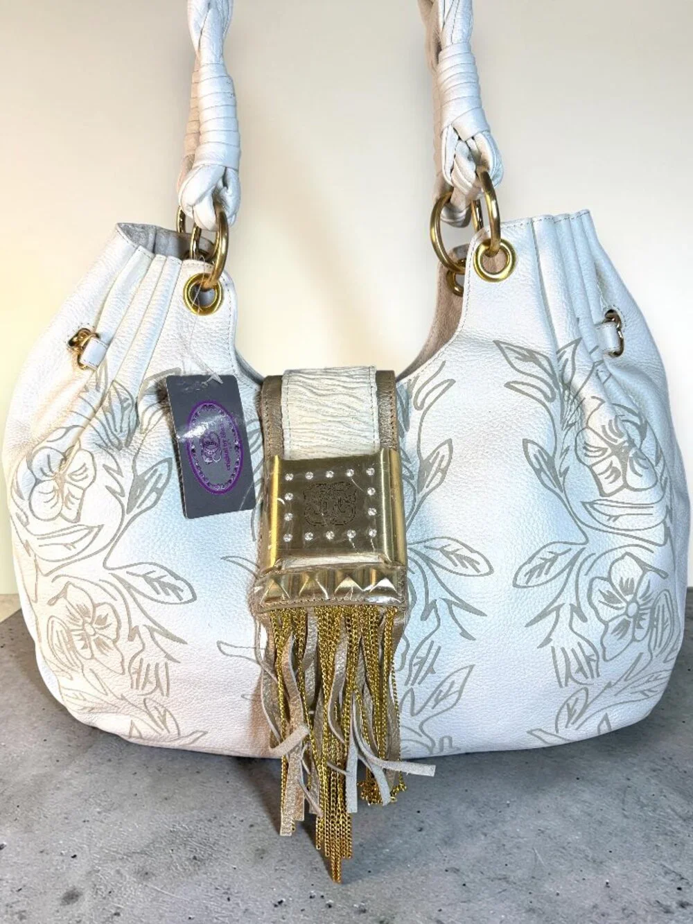 Sharif 1827 Studio Vintage Leather Hobo Shoulder Bag with Fringed Tassel - Picture 2 of 16